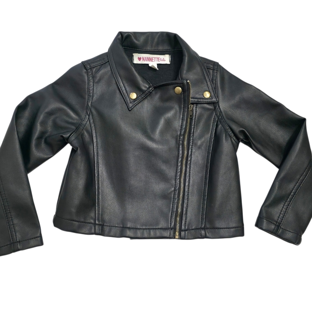 Nanette Kids Black Moto Jacket Size 5 Y2K Style